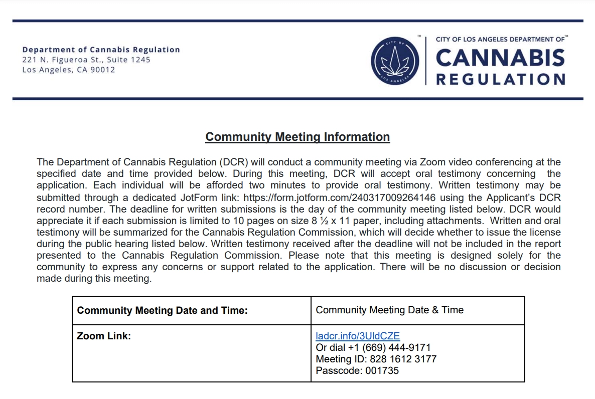 Community Meeting Information Example Email