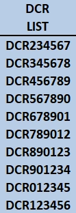 Example of DCR List to City Clerk