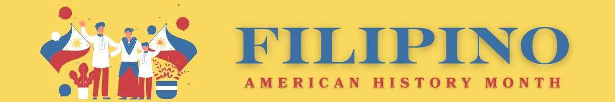 Filipino American History Month Graphic: People holding Philippine Flag