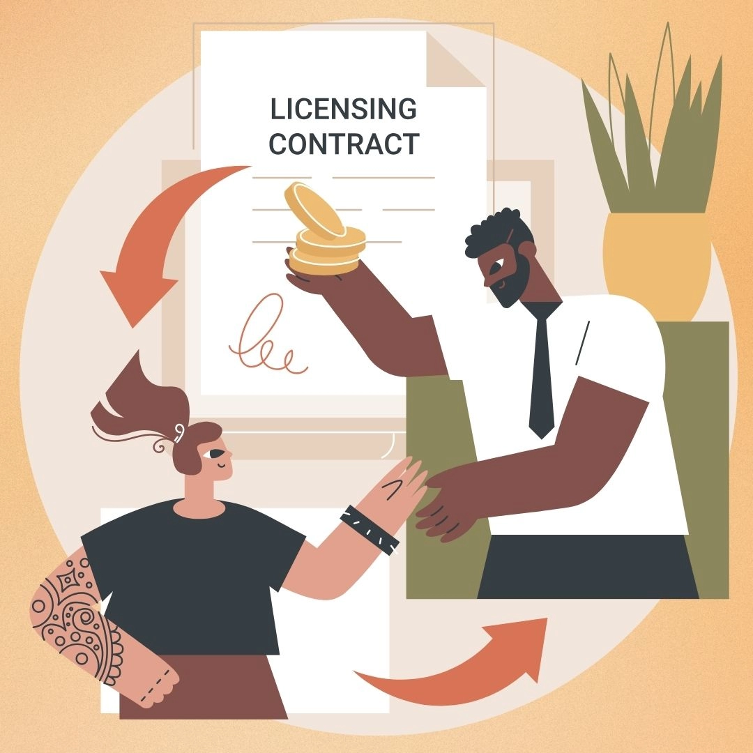 a cartoon of two people talking about a contract