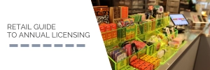 Image of retail cannabis store display shelf. Retail Guide to Licensing