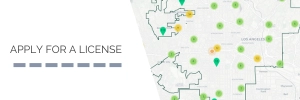 Image of a map with dots. Apply for a License