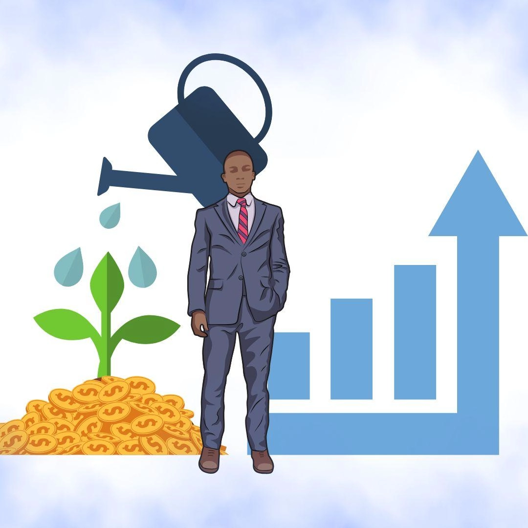 icon of a canteen watering a money plant