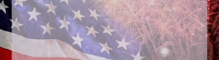 4th of July Graphic with USA Flag and Fireworks